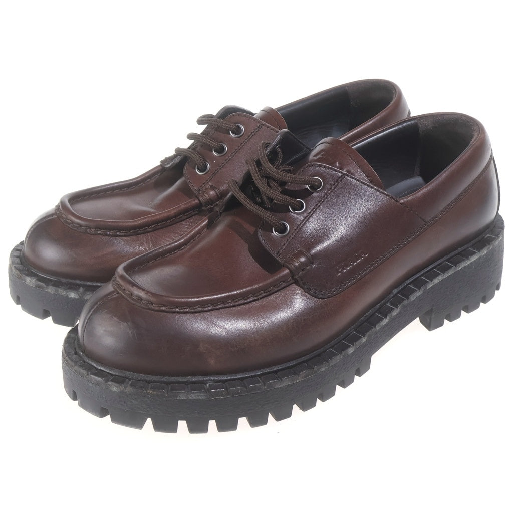 PRADA(プラダ) モックトゥ レザー レースアップ シューズ ローファー #7 1/2 ブラウン 2EE416