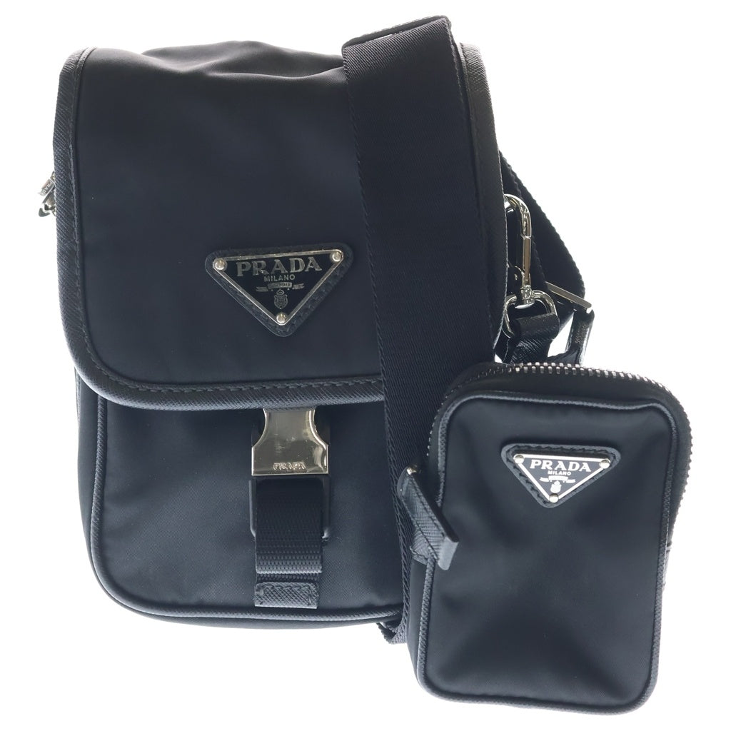 PRADA(プラダ) トライアングルロゴ Re-Nylon ナイロン ショルダーバック サフィアーノ ブラック 2VD043