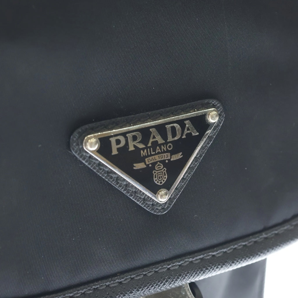 PRADA(プラダ) トライアングルロゴ Re-Nylon ナイロン ショルダーバック サフィアーノ ブラック 2VD043