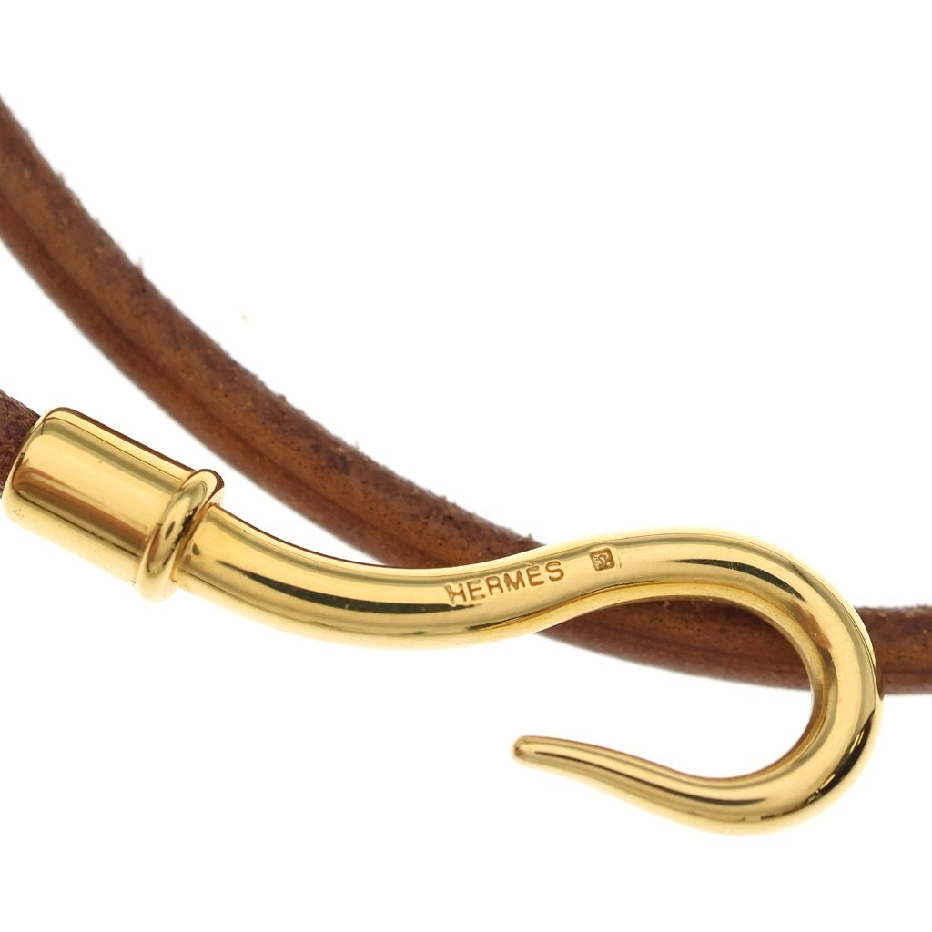 HERMES(エルメス) ジャンボ チョーカー ブレスレット レザー GP ゴールド/ブラウン レディース
