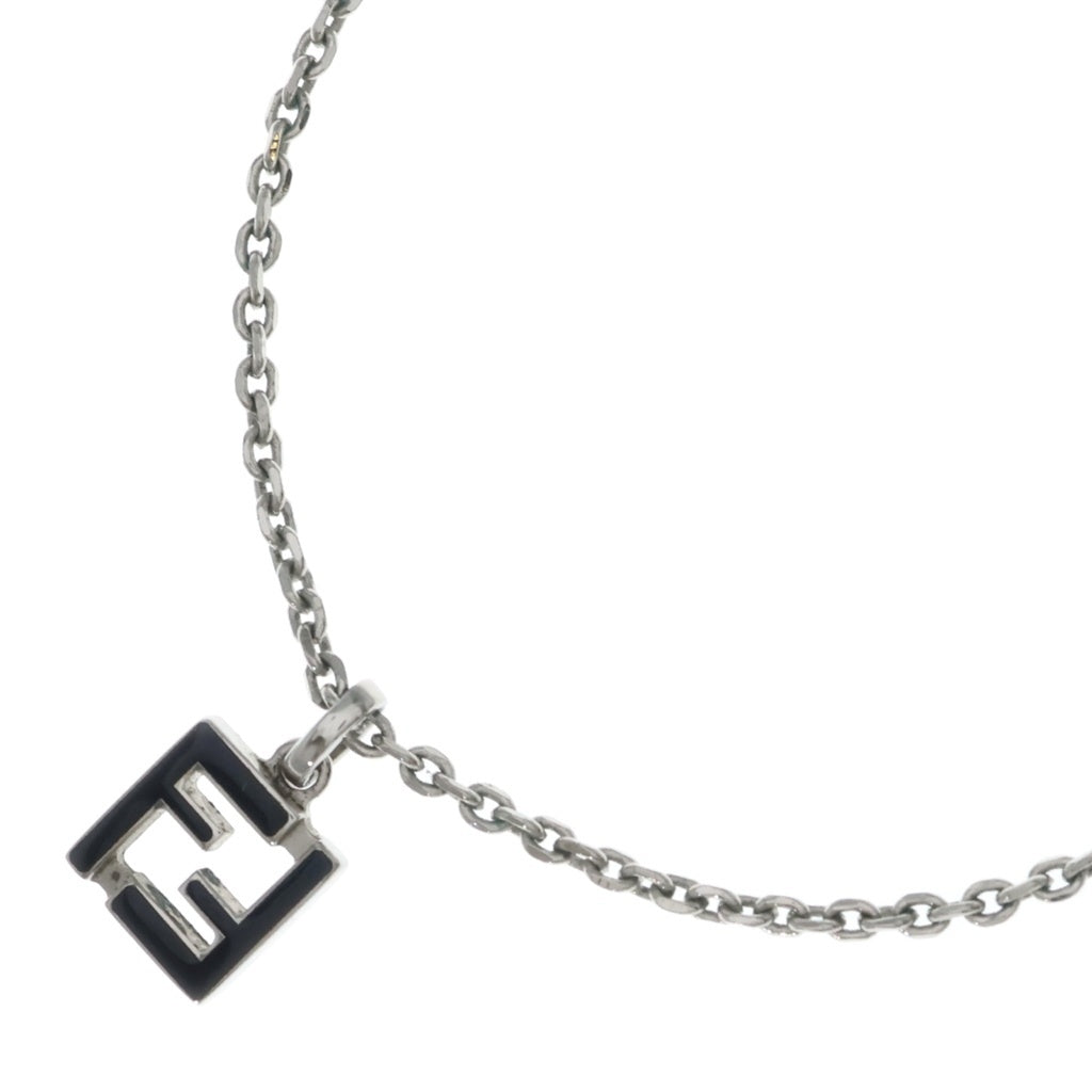 FENDI(フェンディ) FFロゴ ネックレス ペンダント チェーン ブラック×シルバー GP レディース