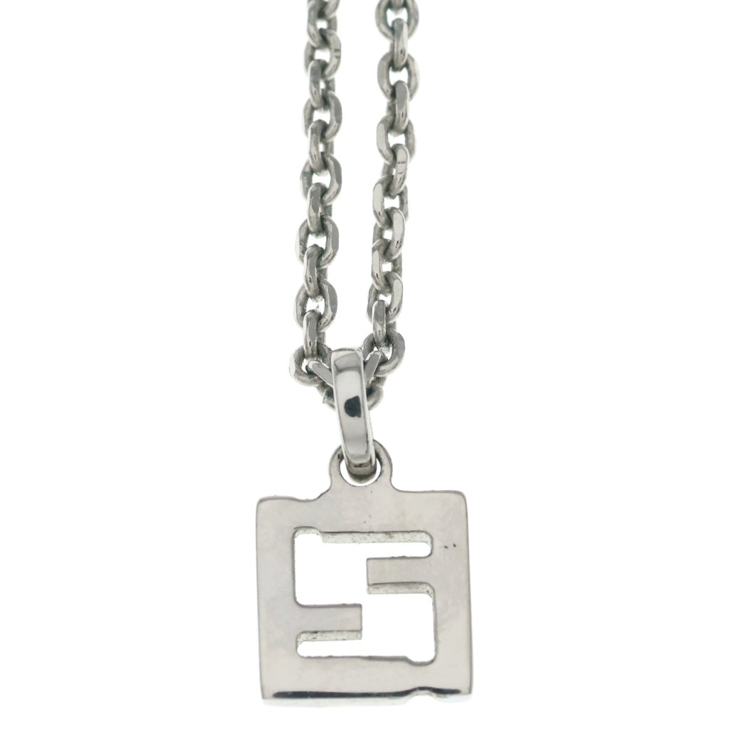 FENDI(フェンディ) FFロゴ ネックレス ペンダント チェーン ブラック×シルバー GP レディース
