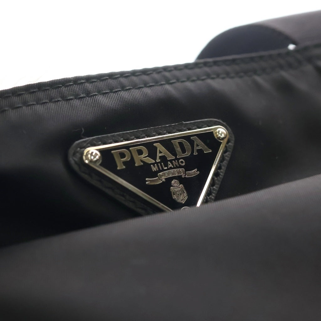 PRADA(プラダ) トートバッグ ハンドバッグ テスート ブラック ナイロン×レザー VA1001 シルバー金具 レディース