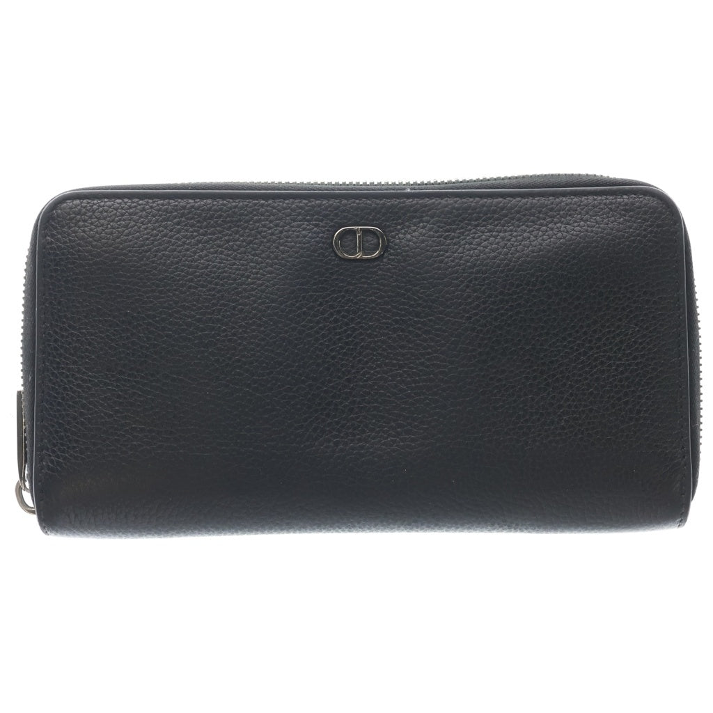Christian Dior(クリスチャンディオール) CD ICON ロングジップウォレット 長財布 カードケース ブラック カーフスキン 2ESBC252CDI シルバー金具 レディース