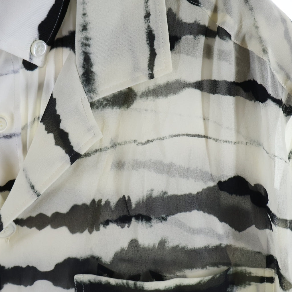 BURBERRY(バーバリー) 20SS Ink Stripe Short Sleeve Layered Shirt レイヤード 半袖シャツ シルク シースルー ブラック/ホワイト 4563035 レディース