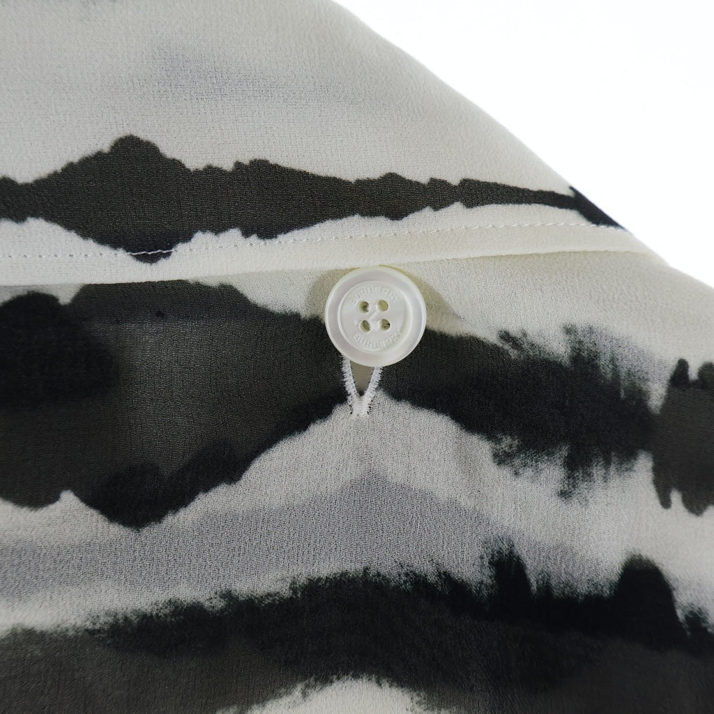 BURBERRY(バーバリー) 20SS Ink Stripe Short Sleeve Layered Shirt レイヤード 半袖シャツ シルク シースルー ブラック/ホワイト 4563035 レディース