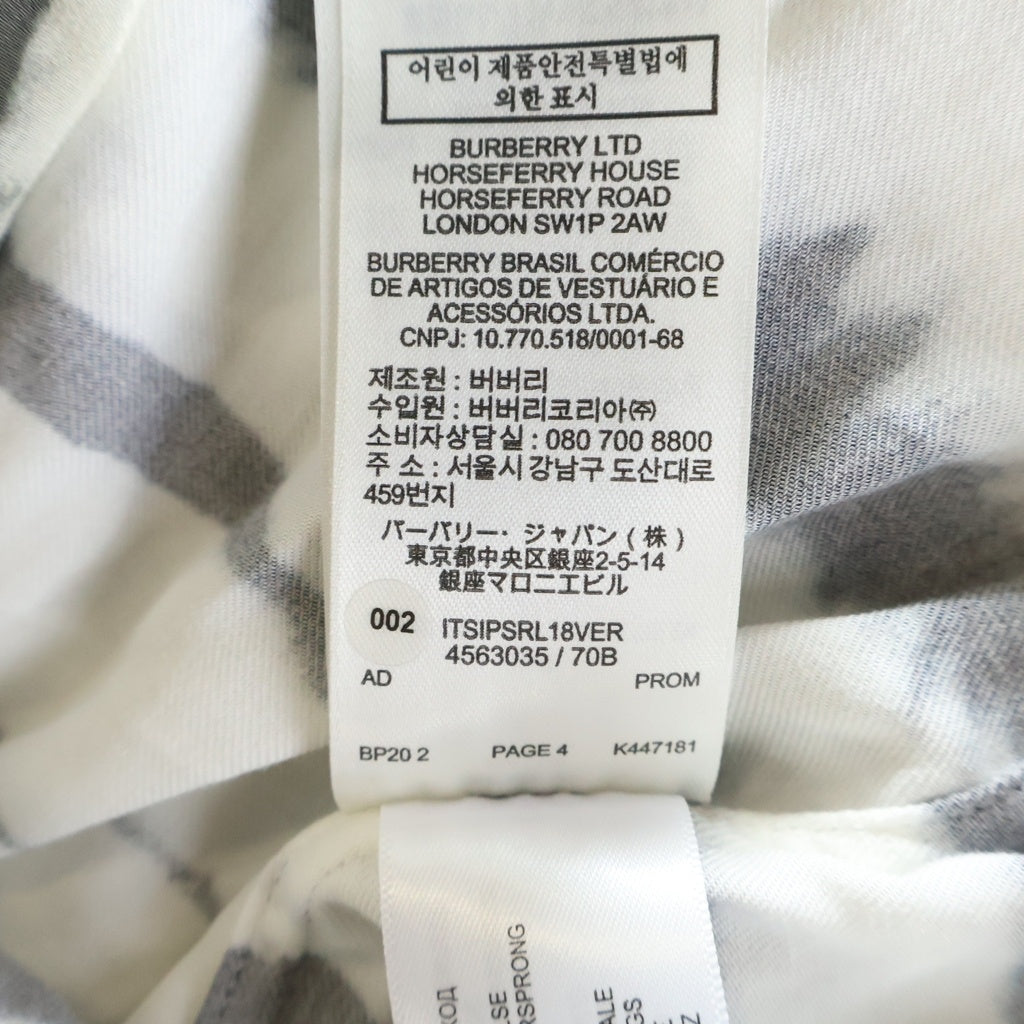 BURBERRY(バーバリー) 20SS Ink Stripe Short Sleeve Layered Shirt レイヤード 半袖シャツ シルク シースルー ブラック/ホワイト 4563035 レディース