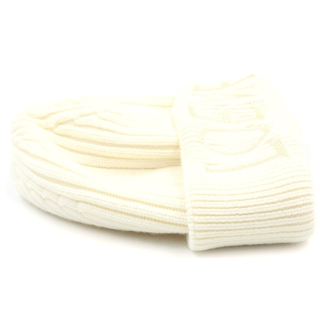 LOEWE(ロエベ) 23AW BLURRED LOEWE BEANIE ビーニー ニットキャップ ニット帽 ウール ロゴ刺繍 アイボリー F540257X23