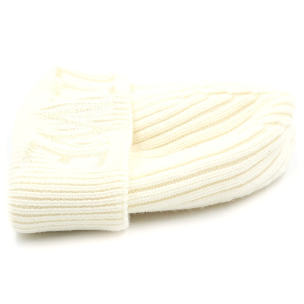 LOEWE(ロエベ) 23AW BLURRED LOEWE BEANIE ビーニー ニットキャップ ニット帽 ウール ロゴ刺繍 アイボリー F540257X23