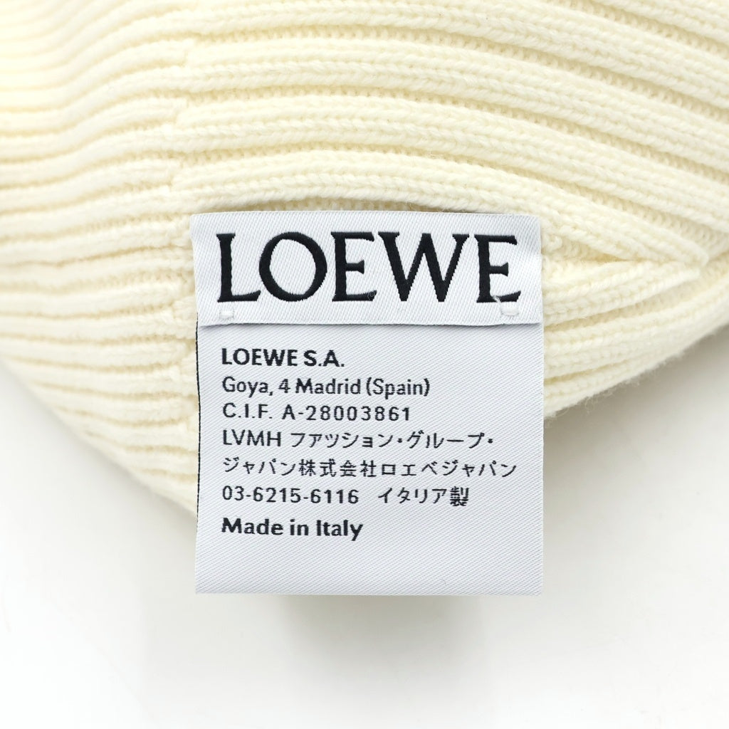 LOEWE(ロエベ) 23AW BLURRED LOEWE BEANIE ビーニー ニットキャップ ニット帽 ウール ロゴ刺繍 アイボリー F540257X23