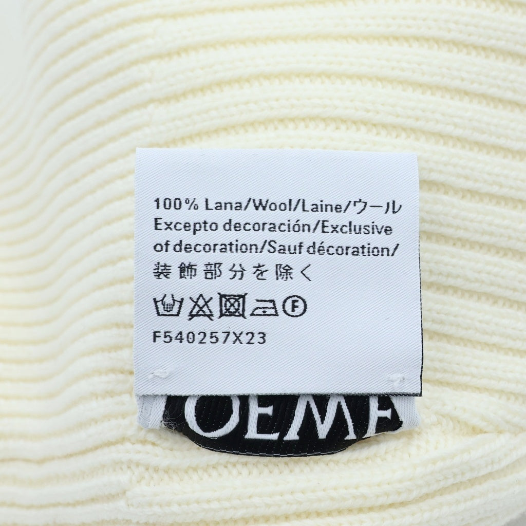 LOEWE(ロエベ) 23AW BLURRED LOEWE BEANIE ビーニー ニットキャップ ニット帽 ウール ロゴ刺繍 アイボリー F540257X23