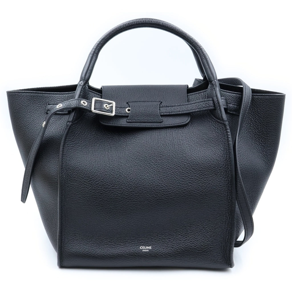 CELINE(セリーヌ) ビッグバッグ スモール レザー 2WAY ハンド ショルダー トートバッグ シルバー金具 ブラック 183313A4U レディース