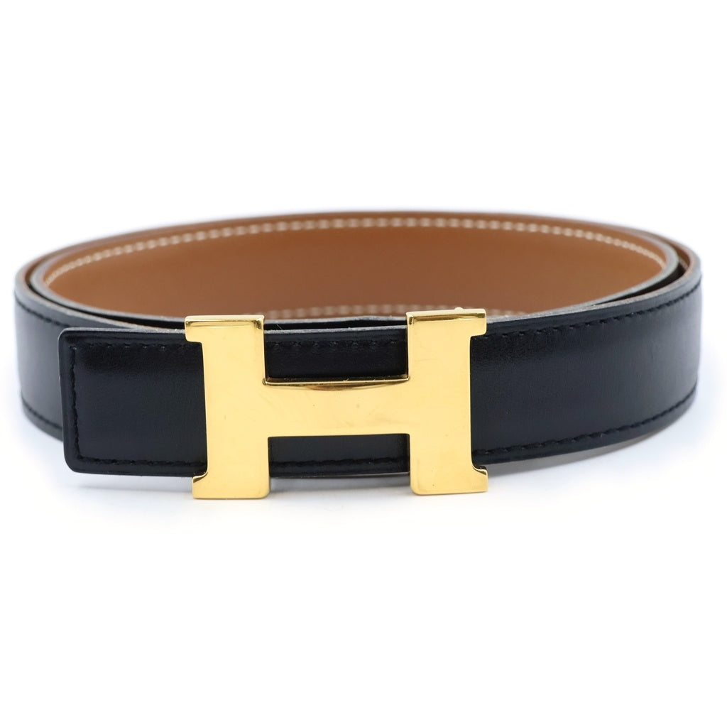 HERMES(エルメス) コンスタンス Hベルト ボックスカーフ レザー ゴールド金具 ブラック □A刻印 レディース