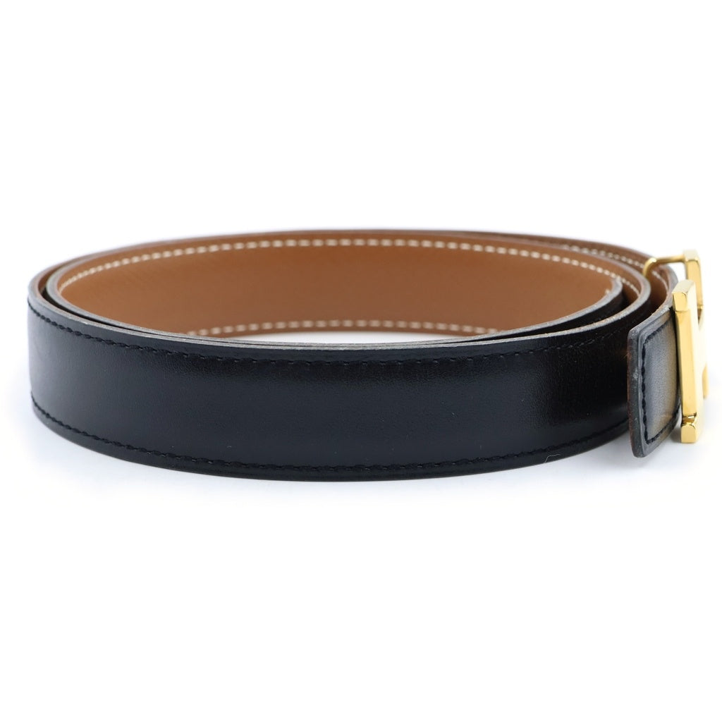 HERMES(エルメス) コンスタンス Hベルト ボックスカーフ レザー ゴールド金具 ブラック □A刻印 レディース