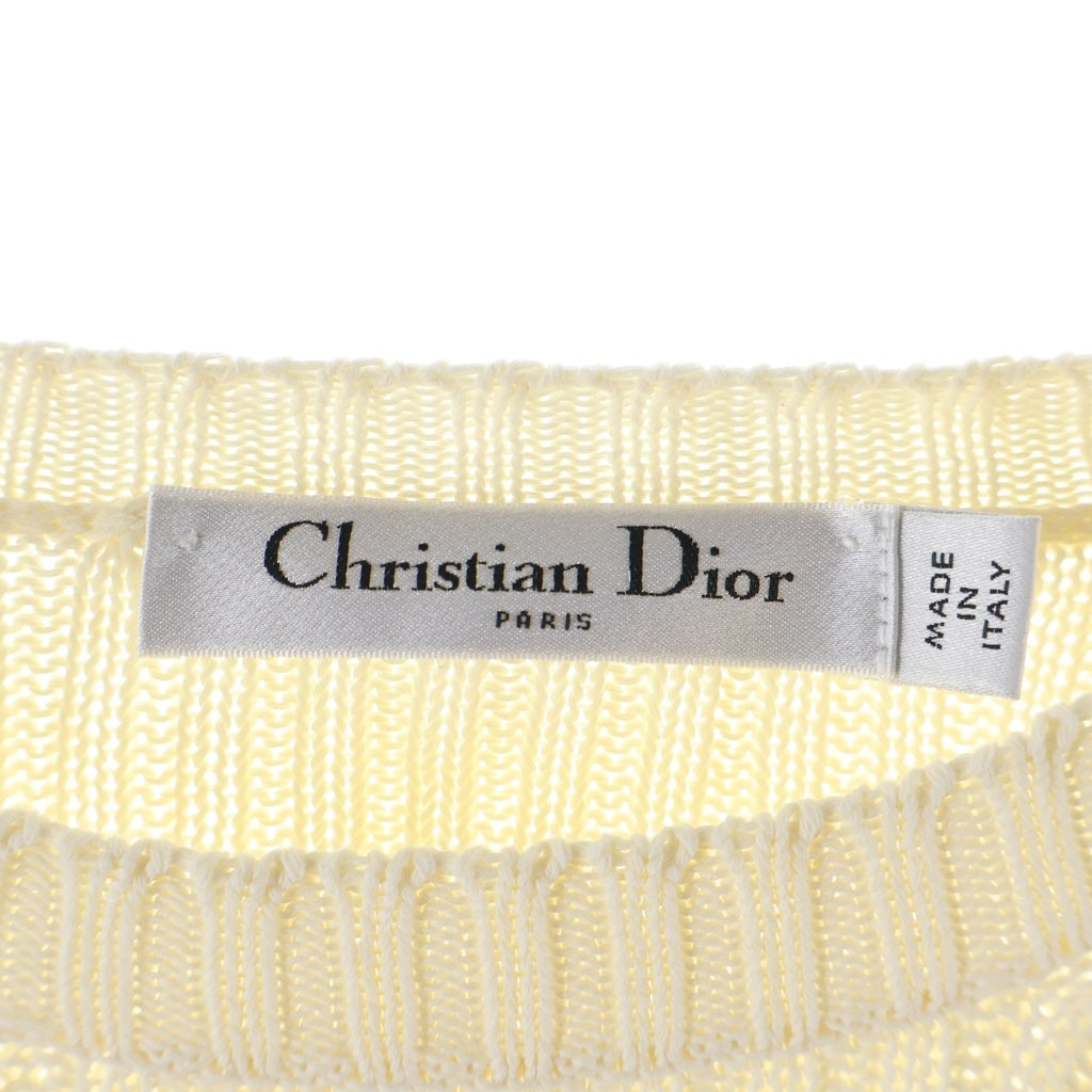 Christian Dior(クリスチャンディオール) DIORIVIERA ディオリビエラ スターロゴ ボーダー ニットセーター コットン ホワイト/ブラック 244S10AM730 レディース