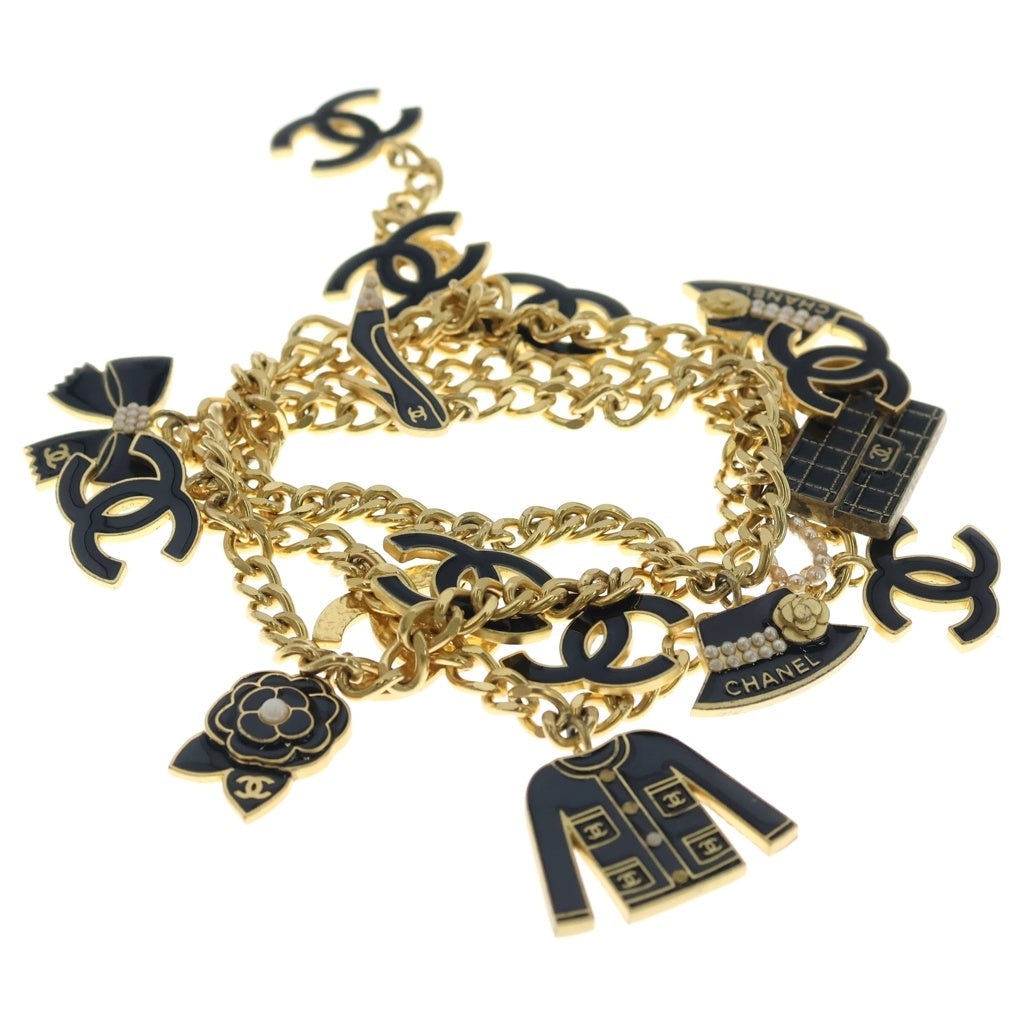 CHANEL(シャネル) ココマーク マルチチャーム ロングチェーンベルト ネックレス アイコン フェイクパール メタル 02A ゴールド レディース