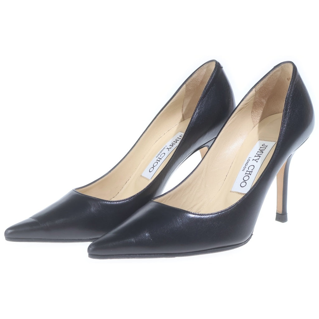 JIMMY CHOO(ジミーチュウ) AGNES アグネス レザー ポインテッドトゥ パンプス ピンヒール ハイヒール シューズ #35 ブラック レディース