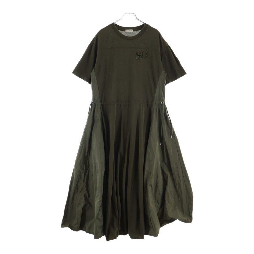 MONCLER(モンクレール) ABITO アビト ロゴ刺繍 コットン 半袖切替 ワンピース カーキ #M G10938I72310 レディース
