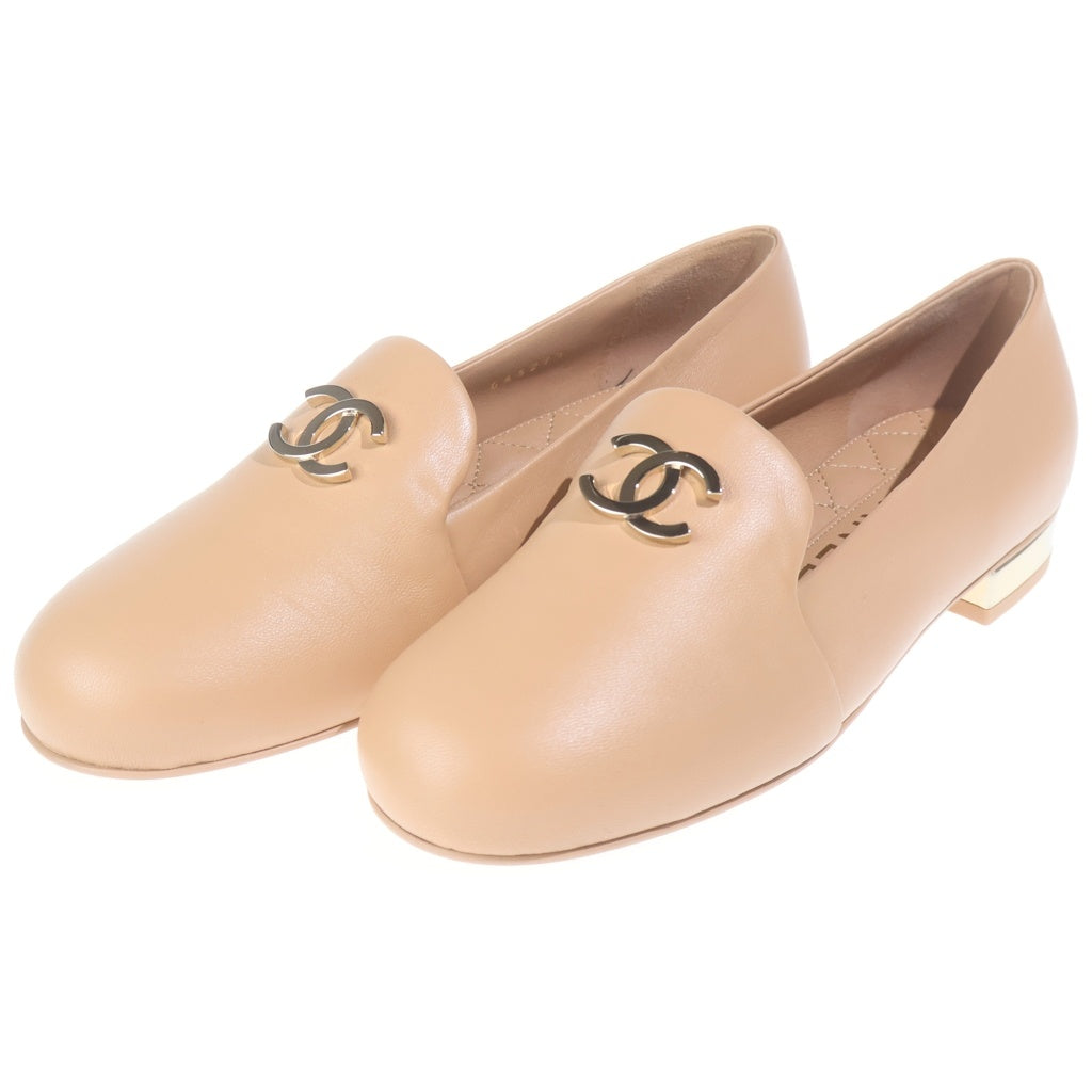 CHANEL(シャネル) ココマーク オペラシ レザー フラット パンプス シューズ ベージュ レディース G45271