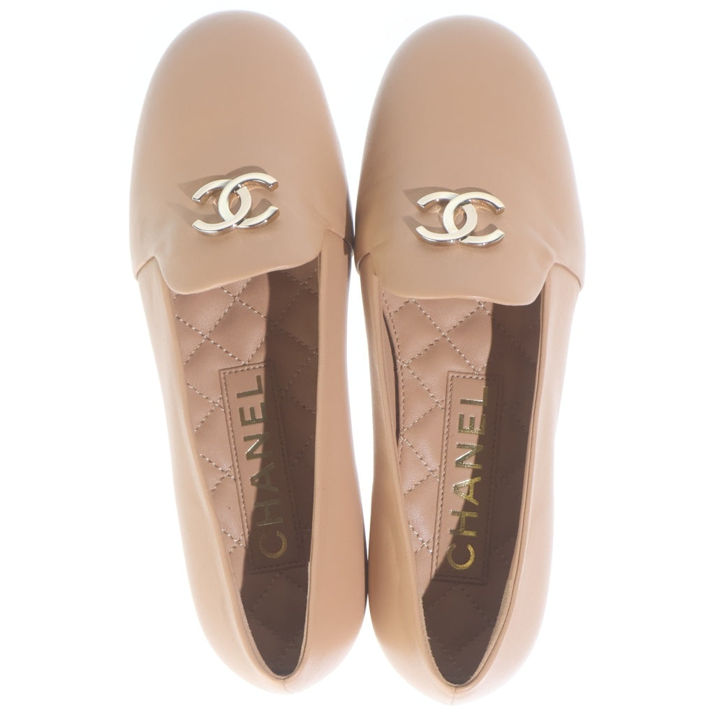 CHANEL(シャネル) ココマーク オペラシ レザー フラット パンプス シューズ ベージュ レディース G45271