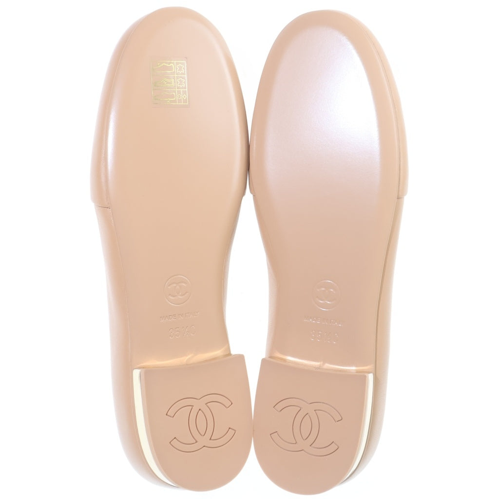 CHANEL(シャネル) ココマーク オペラシ レザー フラット パンプス シューズ ベージュ レディース G45271