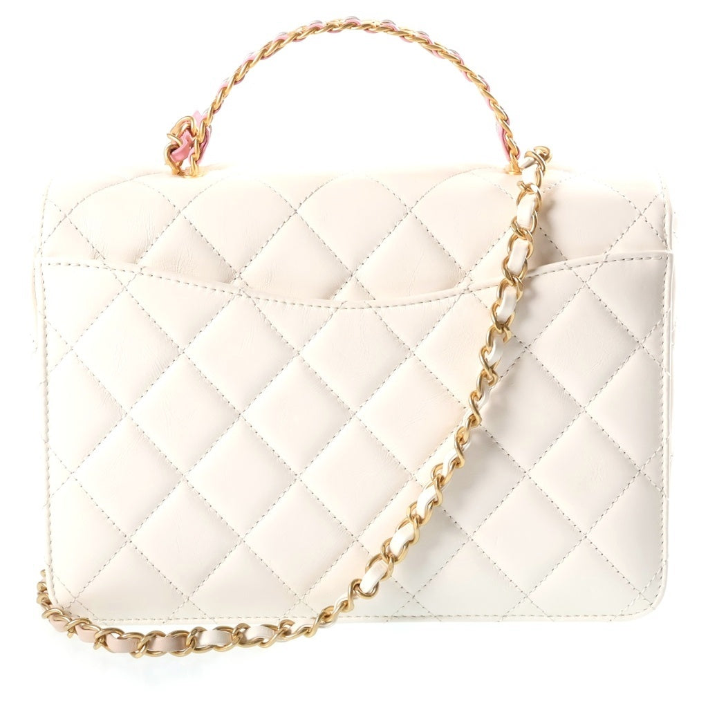 CHANEL(シャネル) マトラッセ ココハンドル ラムスキン ゴールド金具 チェーンショルダーバッグ ハンドバッグ ホワイト AS3908 レディース