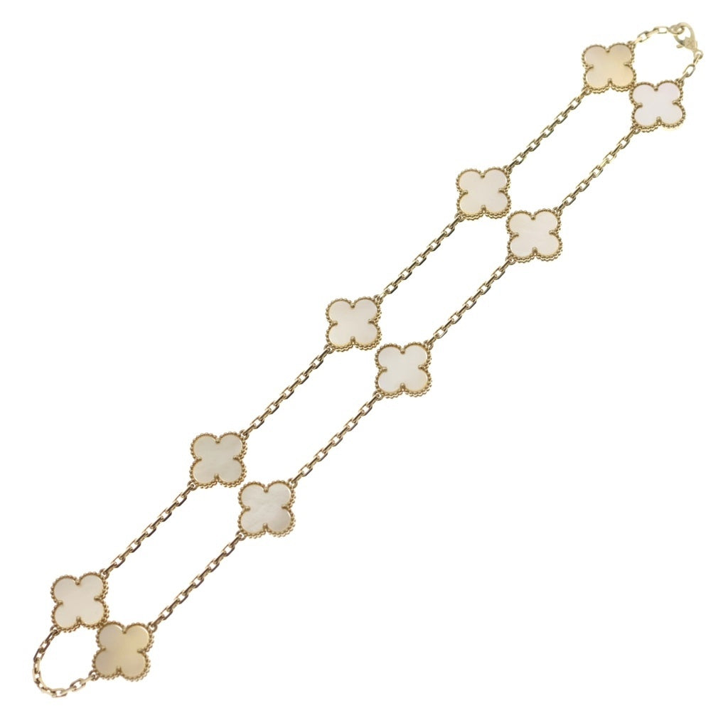Van Cleef & Arpels(ヴァンクリーフアンドアーペル) ヴィンテージアルハンブラ 10Pモチーフ マザーオブパール ネックレス Au750YG イエローゴールド VCARA42800 レディース