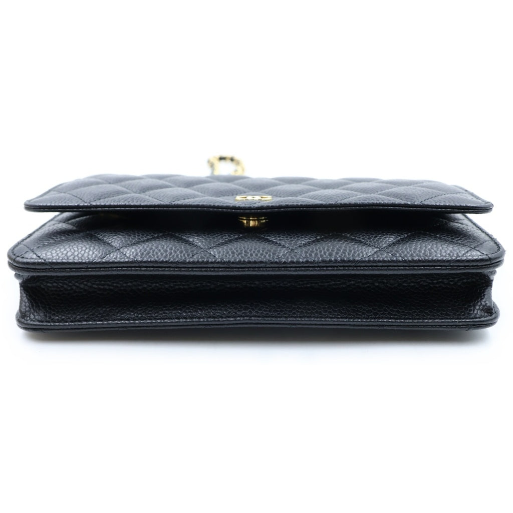 CHANEL(シャネル) マトラッセ キャビアスキン レザー チェーンウォレット ショルダーバッグ ゴールド金具 ブラック プレート AP0250 レディース