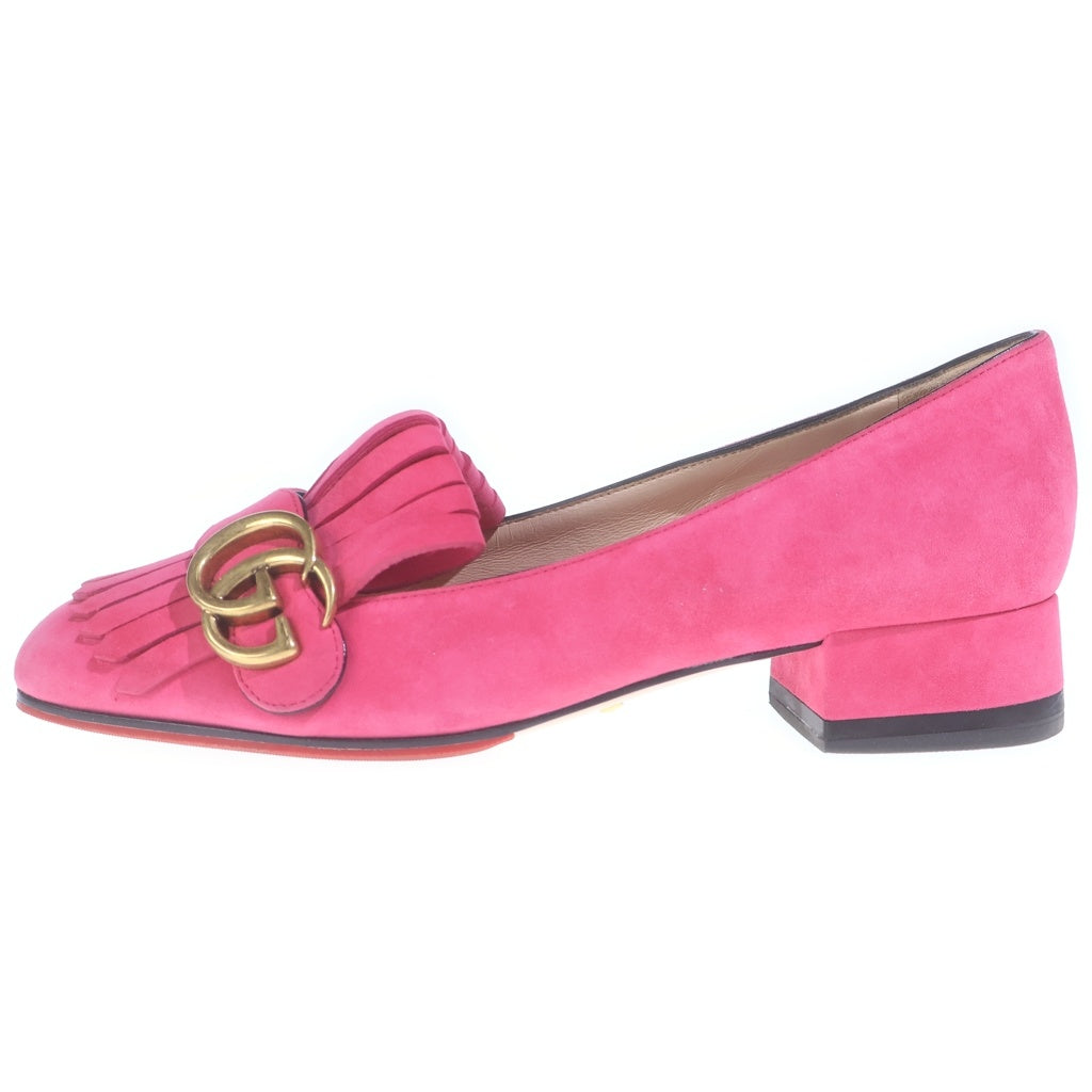 GUCCI(グッチ) GG Marmont Fringe Loafer GGマーモント フリンジ タッセルローファー ヒール スエード ピンク 408208 レディース