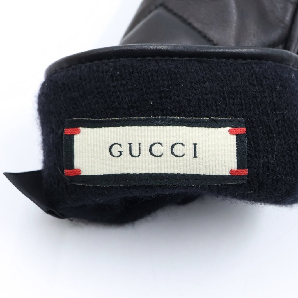 GUCCI(グッチ) GGマーモント ラムスキン レザー カシミヤライニング グローブ 手袋 ブラック レディース