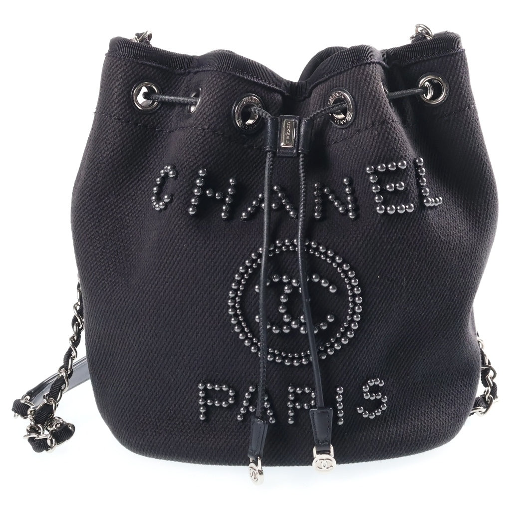 CHANEL(シャネル) ドーヴィル ドローストリング 巾着ショルダーバッグ キャンバス ブラック AS1045 29番台 レディース