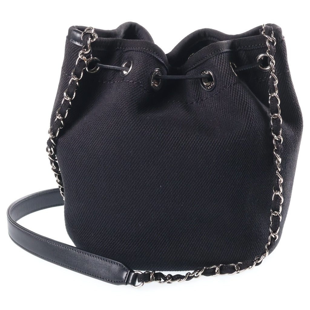 CHANEL(シャネル) ドーヴィル ドローストリング 巾着ショルダーバッグ キャンバス ブラック AS1045 29番台 レディース