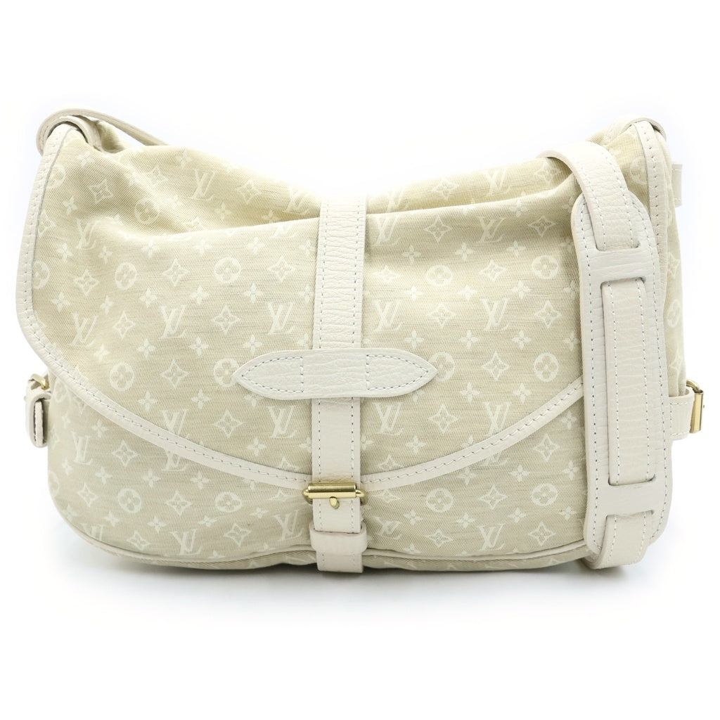 LOUIS VUITTON(ルイヴィトン) モノグラム ミニラン ソミュール30 ショルダーバッグ アイボリー レザー×キャンバス M95314 ゴールド金具 レディース
