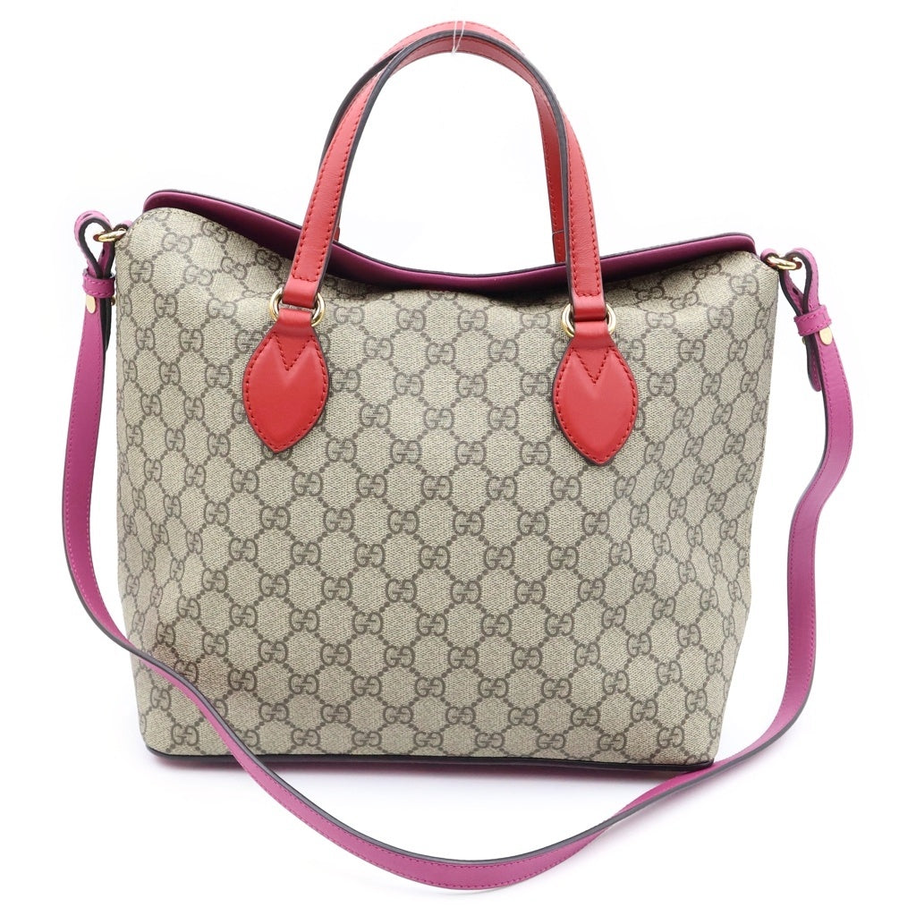 GUCCI(グッチ) GGスプリーム ハンド ショルダーバッグ 2WAY PVC レザー ブラウン/レッド 429147 レディース