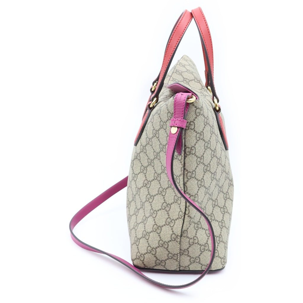 GUCCI(グッチ) GGスプリーム ハンド ショルダーバッグ 2WAY PVC レザー ブラウン/レッド 429147 レディース