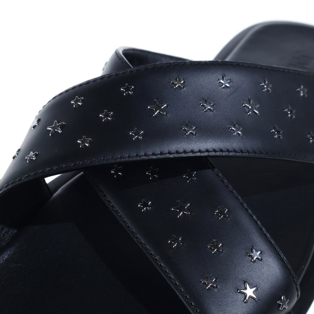 JIMMY CHOO(ジミーチュウ) パルモ スタースタッズ レザー クロスサンダル ブラック