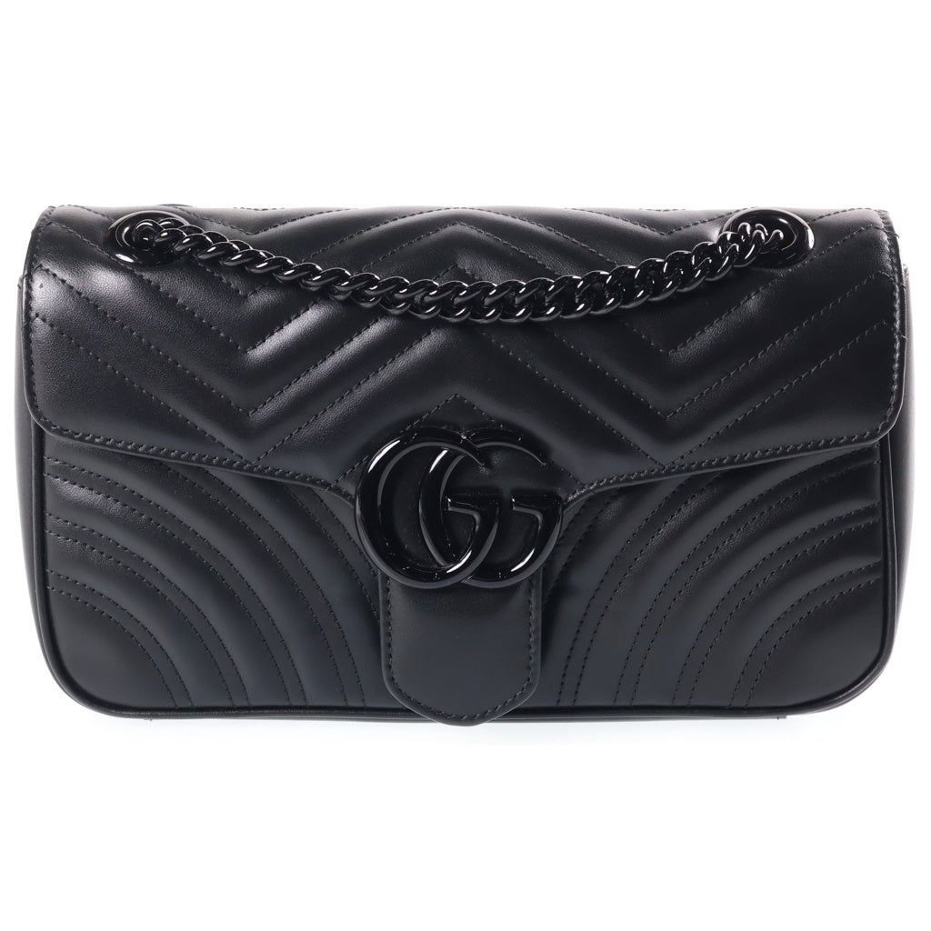 GUCCI(グッチ) GGマーモント チェーンショルダーバッグ ハンドバッグ ブラック レザー 443497 レディース