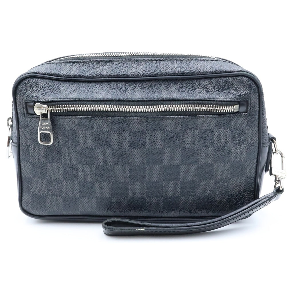 LOUIS VUITTON(ルイヴィトン) ダミエ・グラフィット ポシェット・カサイ クラッチバッグ セカンドバッグ ポーチ ケース ブラック レザー×PVC N41664 シルバー金具