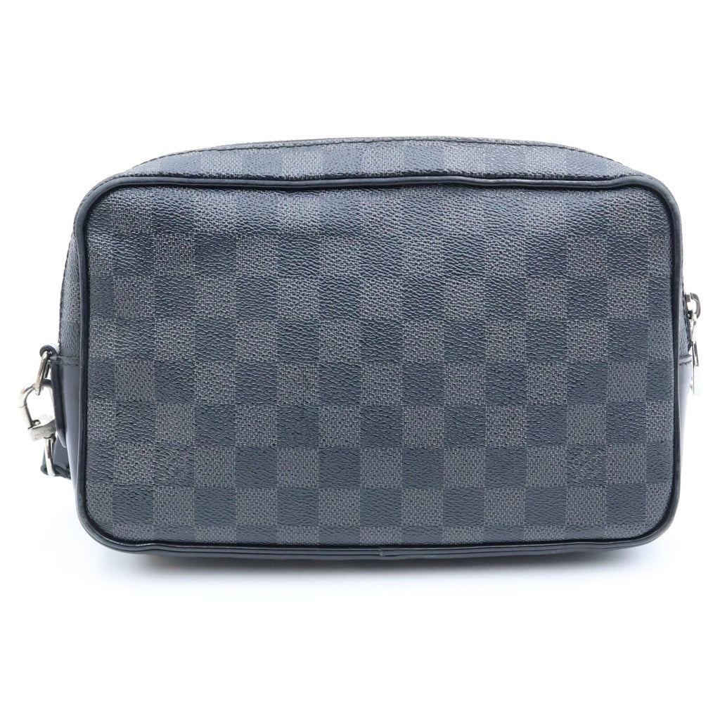 LOUIS VUITTON(ルイヴィトン) ダミエ・グラフィット ポシェット・カサイ クラッチバッグ セカンドバッグ ポーチ ケース ブラック レザー×PVC N41664 シルバー金具