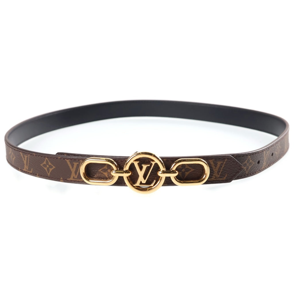 LOUIS VUITTON(ルイヴィトン) ベルト・LV サークル プライム 20MM リバーシブル レザーベルト ブラウン×ブラック PVC 75/30 M0510V ゴールド金具 レディース