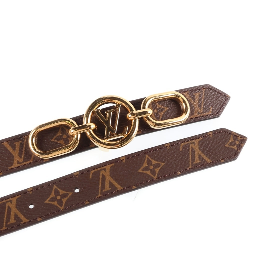 LOUIS VUITTON(ルイヴィトン) ベルト・LV サークル プライム 20MM リバーシブル レザーベルト ブラウン×ブラック PVC 75/30 M0510V ゴールド金具 レディース