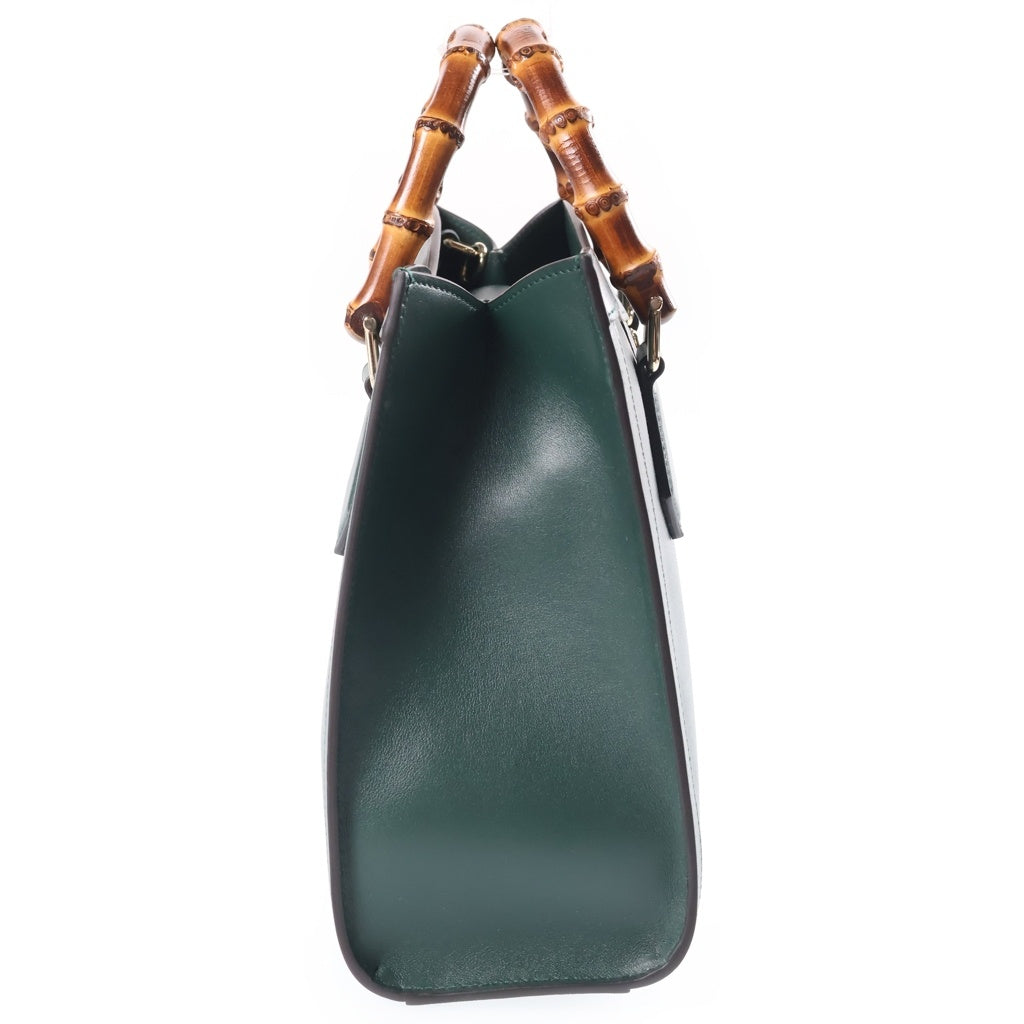 GUCCI(グッチ) ダイアナ バンブー ミディアム レザー 2WAY ハンド ショルダー バッグ グリーン 853226 レディース