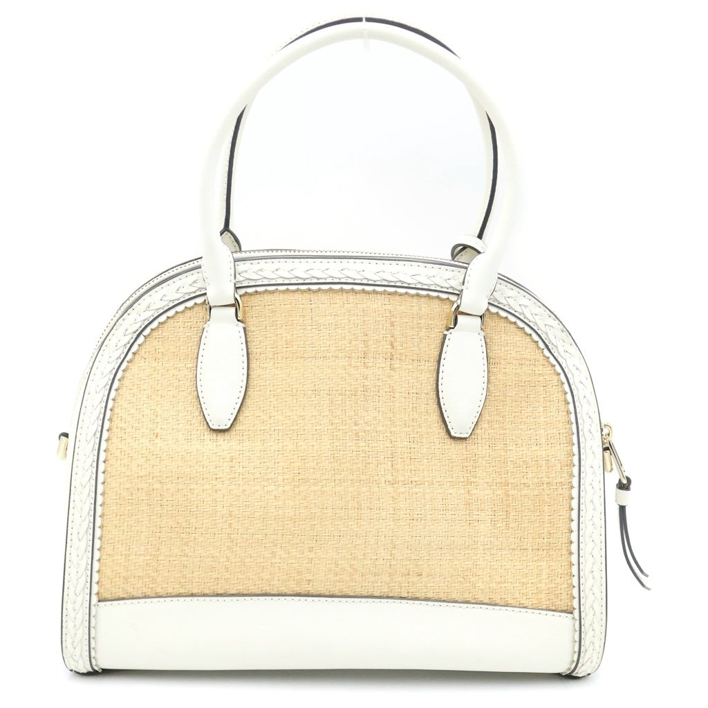 Kate Spade(ケイトスペード) ハンドバッグ ショルダーバッグ 2WAY ホワイト×ベージュ ラフィア×レザー レディース