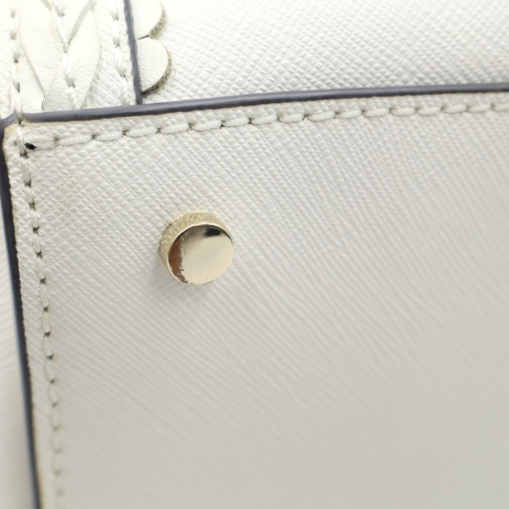 Kate Spade(ケイトスペード) ハンドバッグ ショルダーバッグ 2WAY ホワイト×ベージュ ラフィア×レザー レディース
