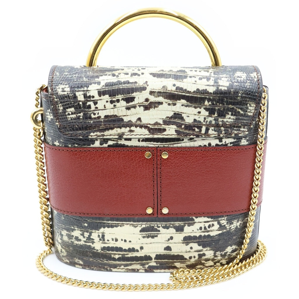 Chloe(クロエ) アビーロック 2WAYハンドバッグ チェーンショルダーバッグ レザー ゴールド金具 ボルドー/グレー レディース