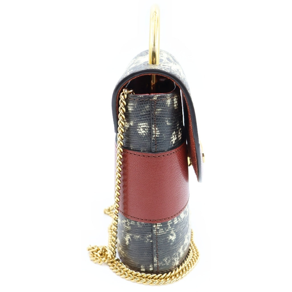 Chloe(クロエ) アビーロック 2WAYハンドバッグ チェーンショルダーバッグ レザー ゴールド金具 ボルドー/グレー レディース