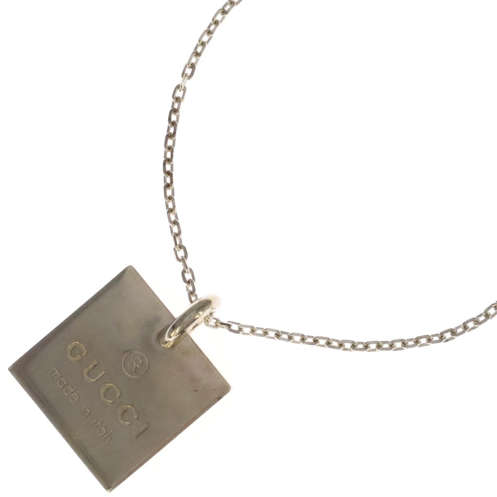 GUCCI(グッチ) スクエア ロゴプレートネックレス ペンダント チェーン SV925 シルバー