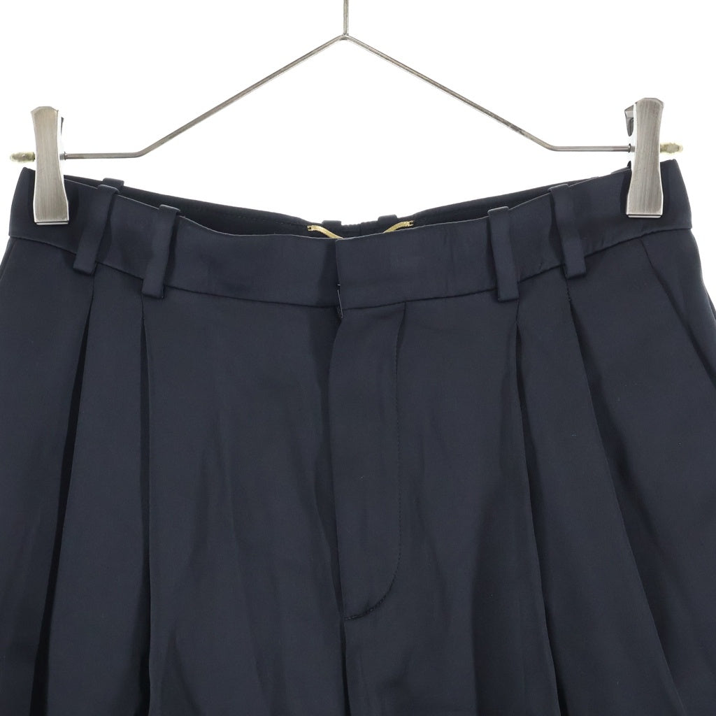 SAINT LAURENT PARIS(サンローランパリ) 24AW Straight-Leg Satin Trousers ストレートレッグ サテントラウザーズ スラックス パンツ ブラック 803599 レディース