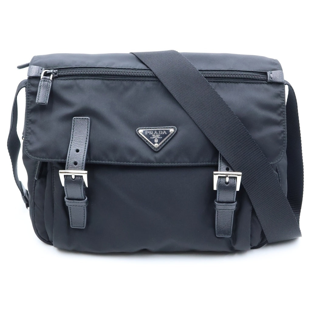 PRADA(プラダ) VELA SPORT ショルダーバッグ ナイロン サフィアーノレザー ブラック BT6671 レディース