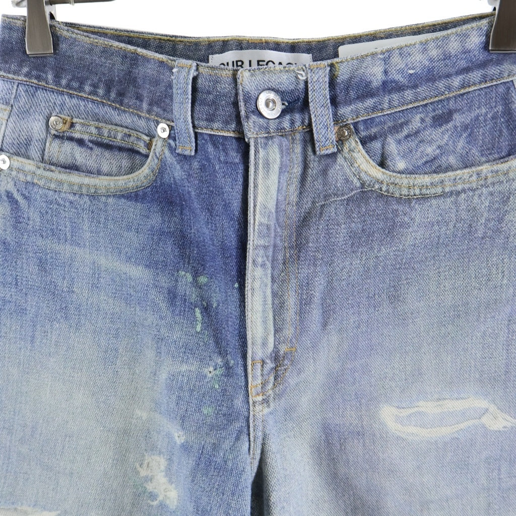 OUR LEGACY(アワーレガシー) 26AW FULL CUT DIGITAL DENIM PRINT フルカット 転写デニムパンツ ジーンズ ラバースケルトンパッチ インディゴ W4205TDD レディース